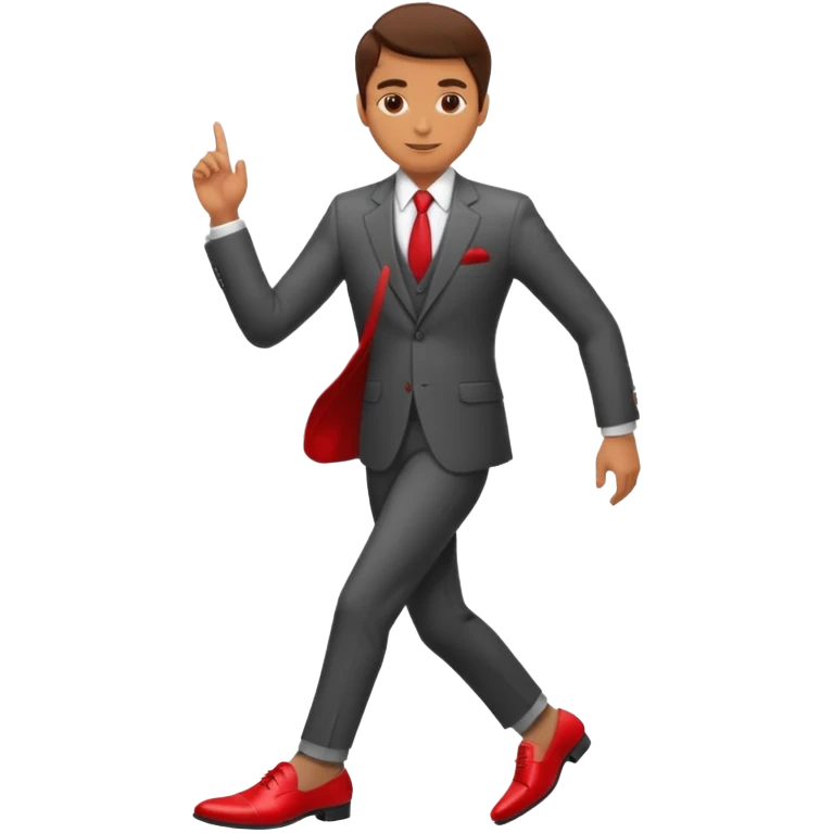 man with glasses wearing a suit and red shoes emoji