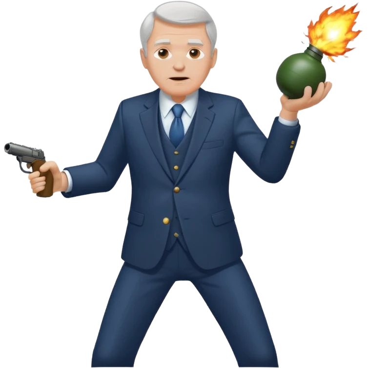 old white man in a suit throwing a grenade emoji