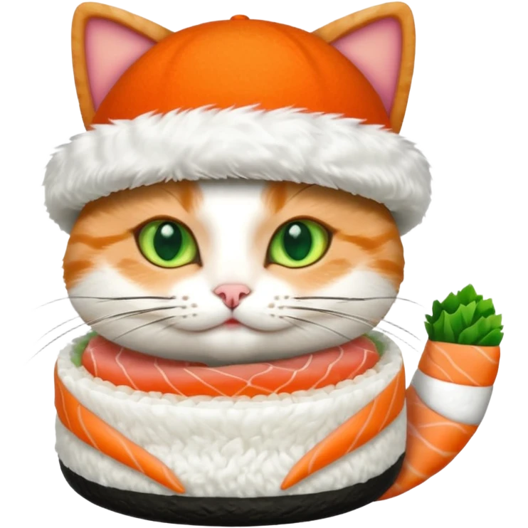 cat with a sushi hat emoji