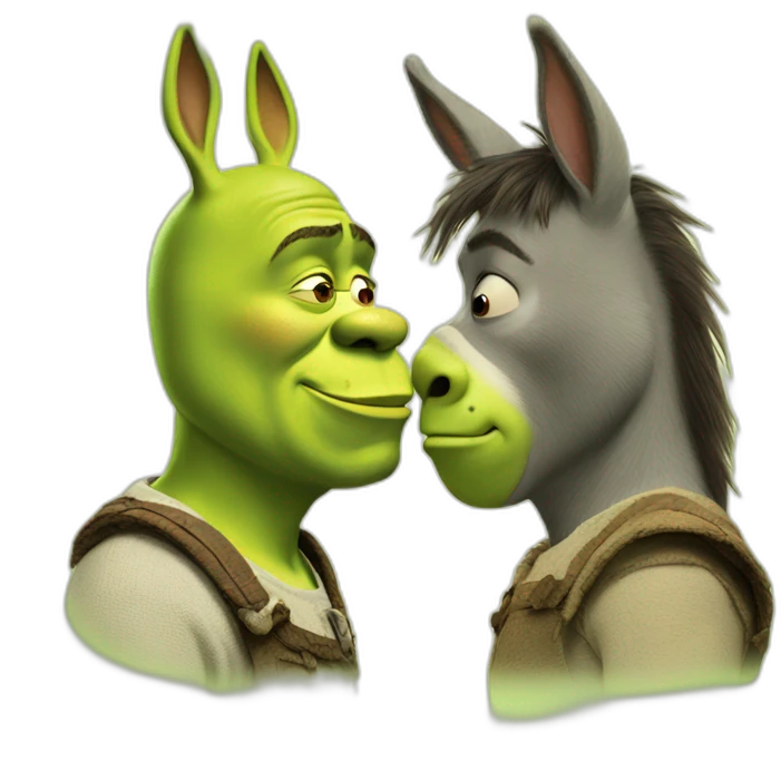shrek and donkey kissing emoji
