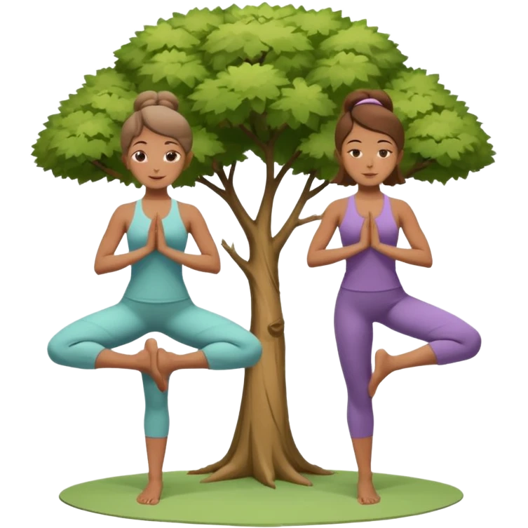 Two women doing yoga in tree pose  emoji