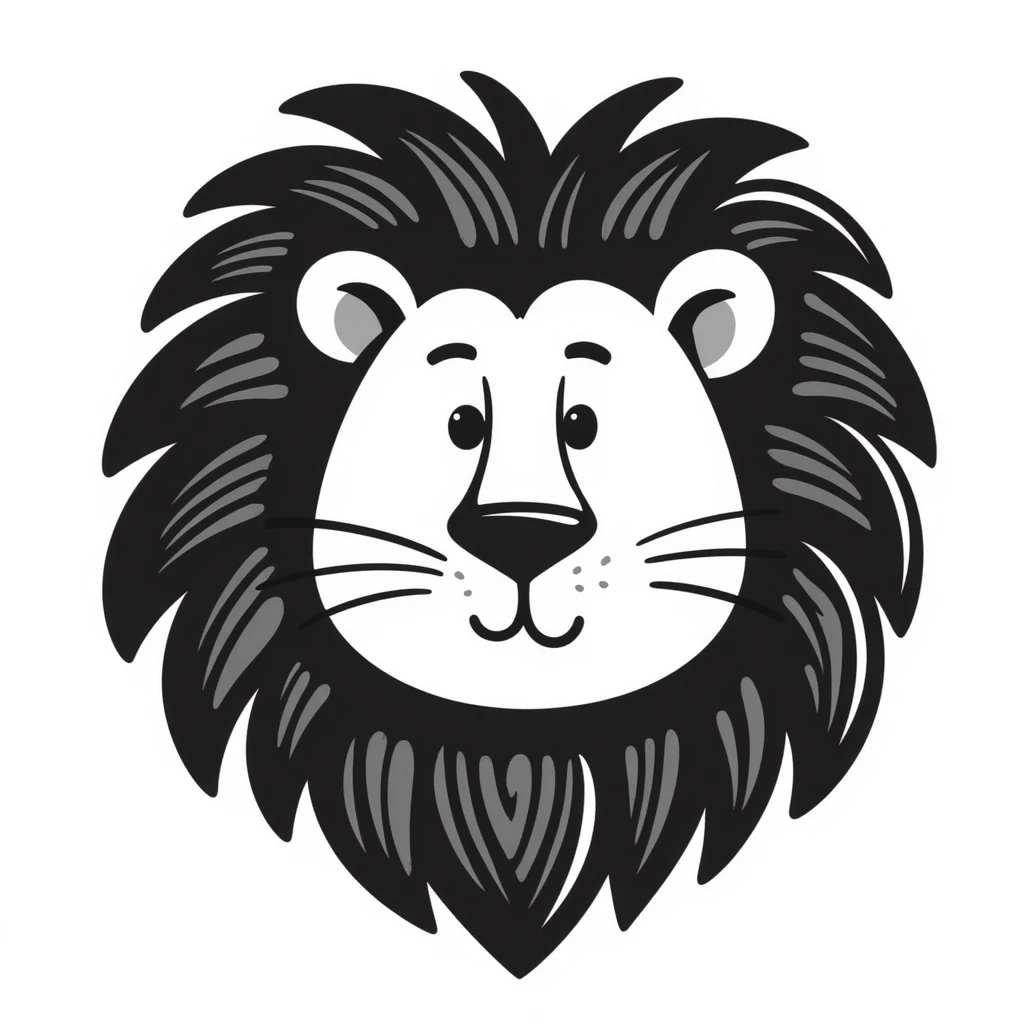 hand-drawn lion face with detailed mane emoji