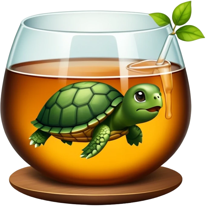 Eine schildkröte die einen drink henisst emoji