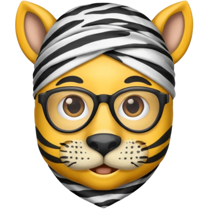 Nerd emoji with a zebra print bandana mask on emoji