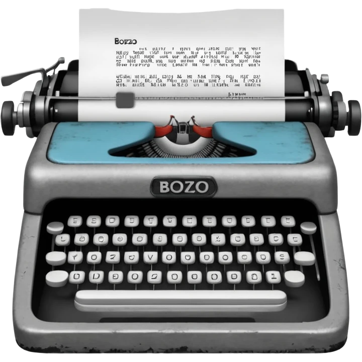 Typewriter with paper that says bozo on paper emoji