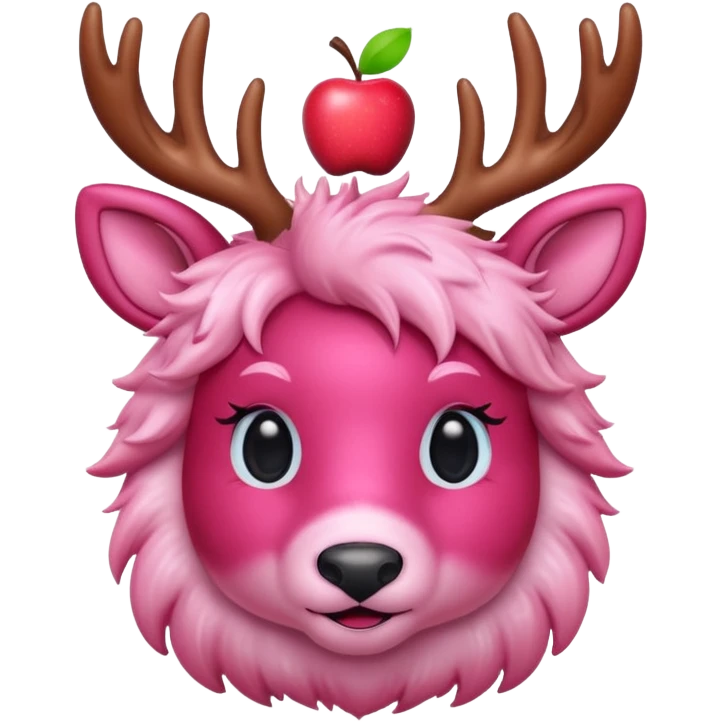 cute pink deer with apple on head emoji