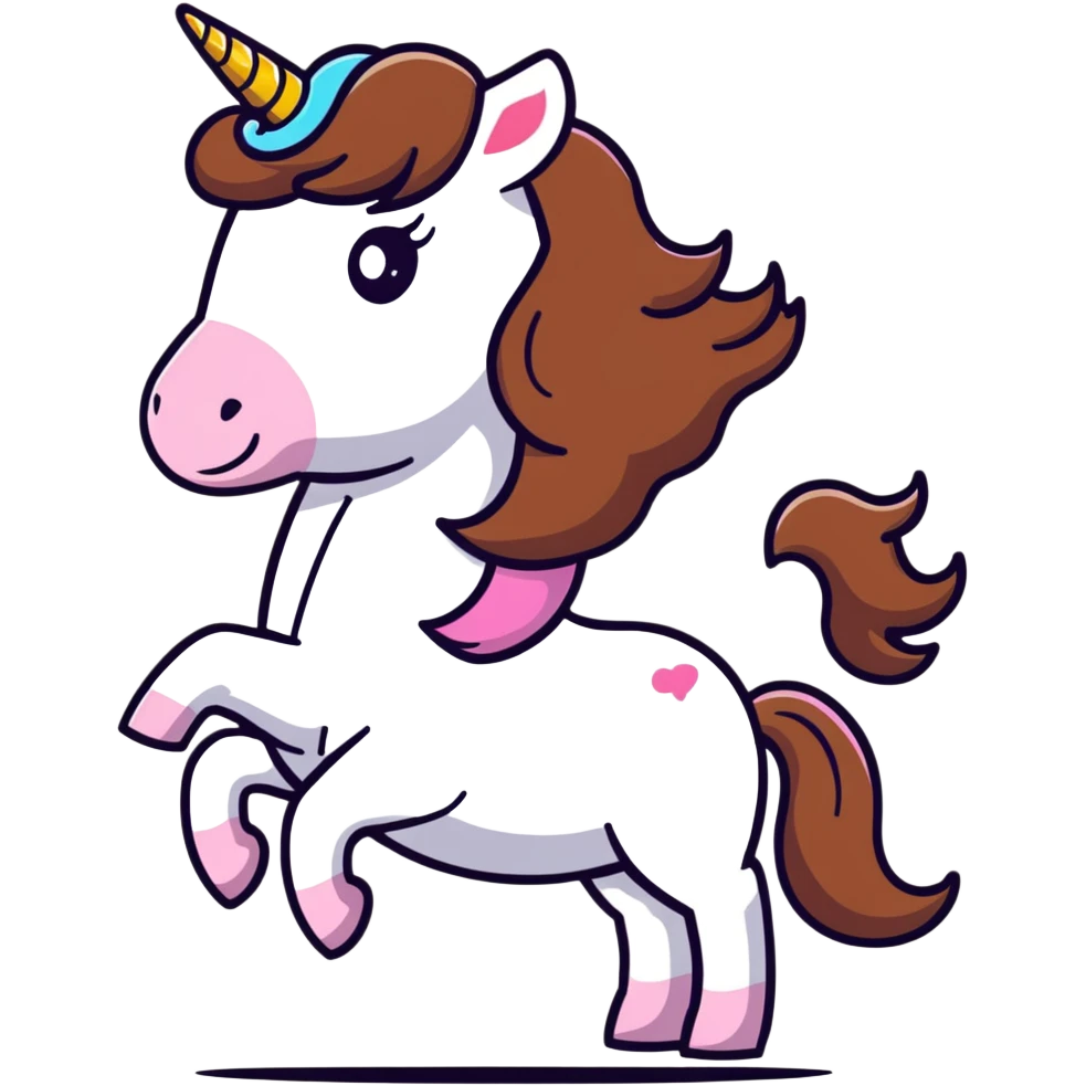 short girl with long brown hair riding a unicorn emoji
