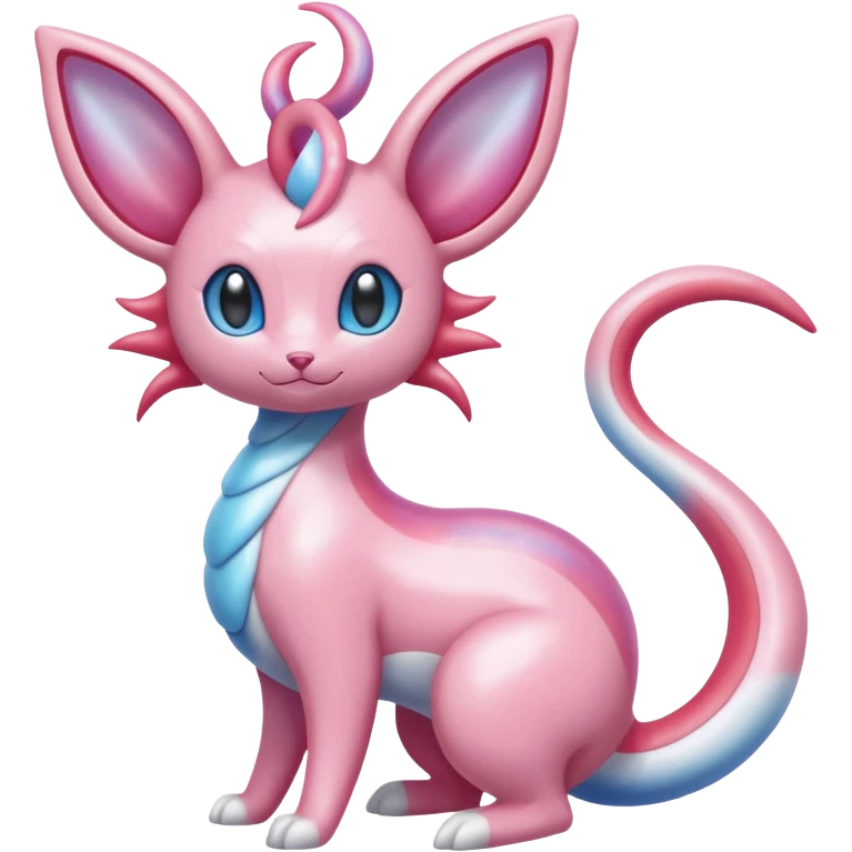 Shiny Pastel Translucent Sparkly Skitty-Milotic-Sylveon-Lumineon-Dragonair-Fakémon-hybrid-creature (full body)  emoji