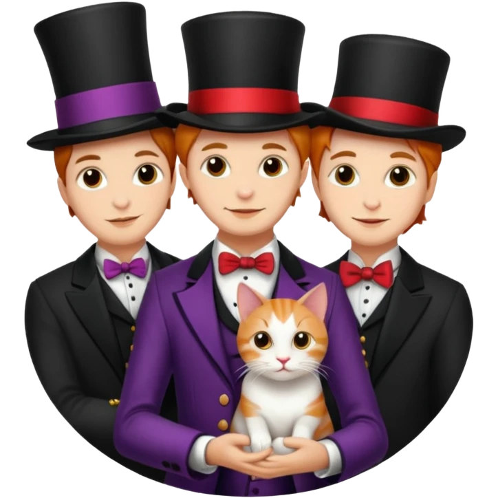 magician couple and their pet cat emoji