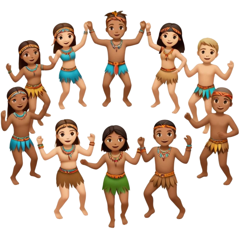 tribals dancing holding hands dancing in a circl emoji