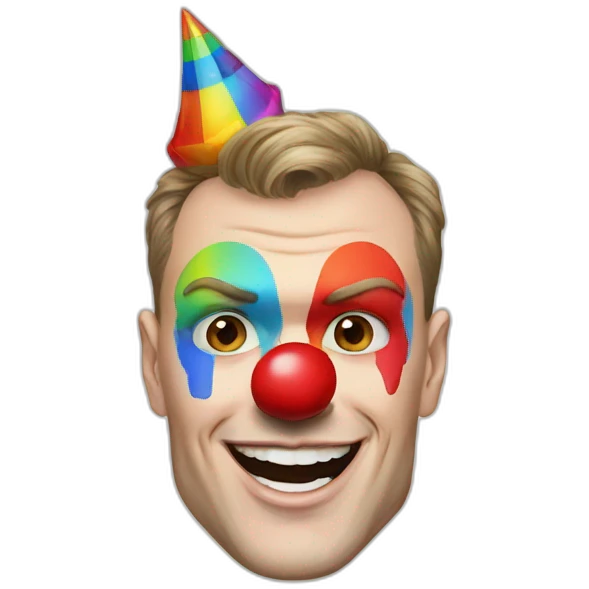 Jonathan Toews as a rainbow circus clown emoji
