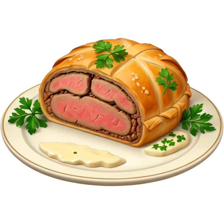 Beef Wellington on plate emoji