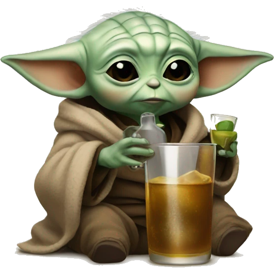 Baby Yoda drinking whiskey emoji