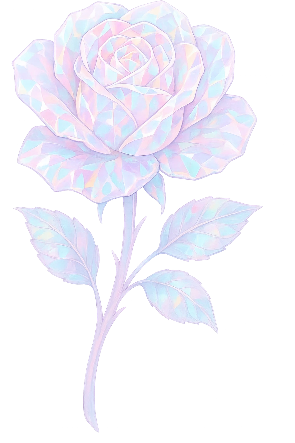 girly Opal crystal rose flower, remove background emoji