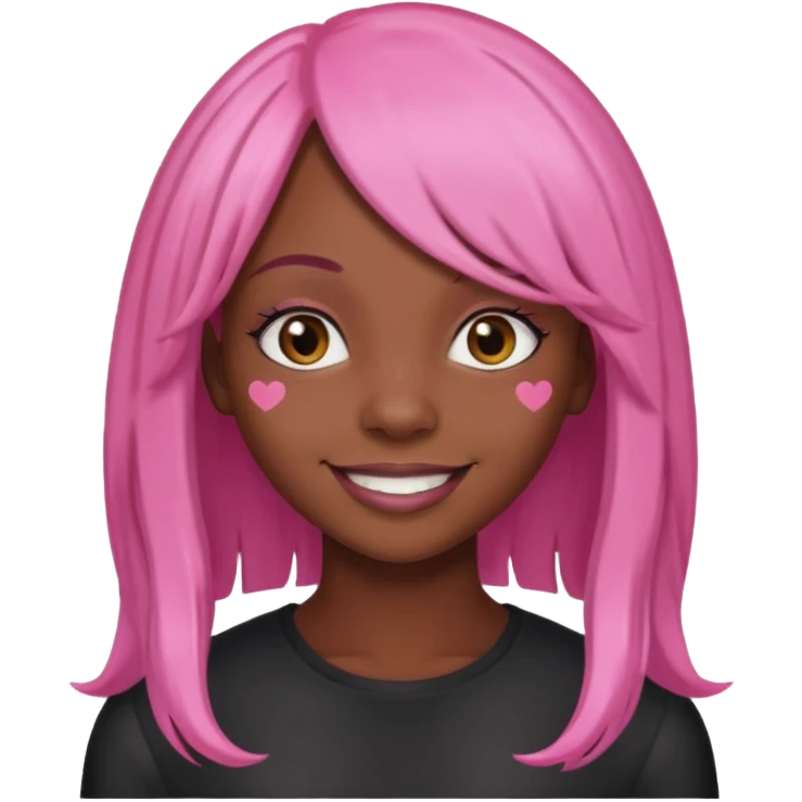 Black girl with long pink wig emoji