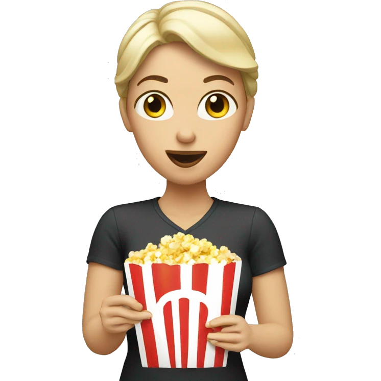 A white woman eating popcorn  emoji