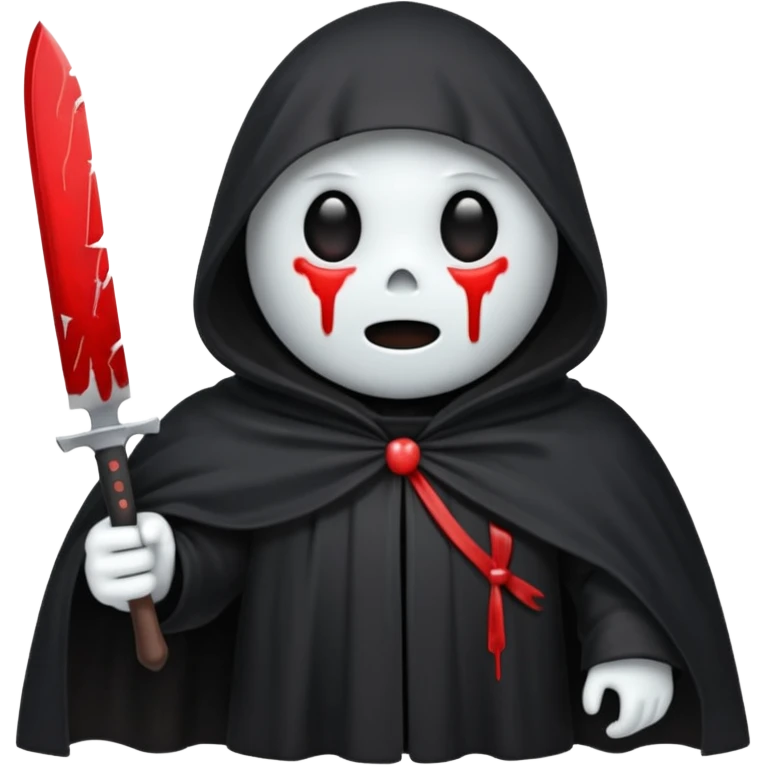 make a ghost face emoji with a cloak on and a bloody knife from the movie scream emoji