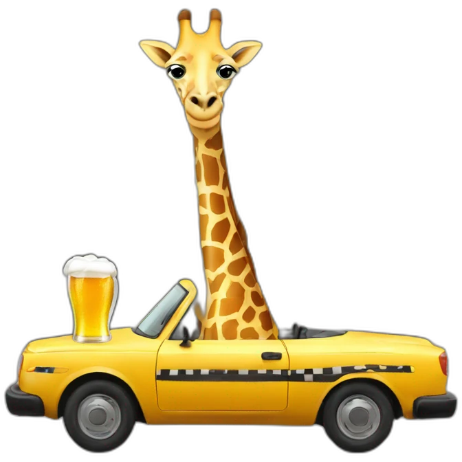 giraffe with beer in a taxi emoji