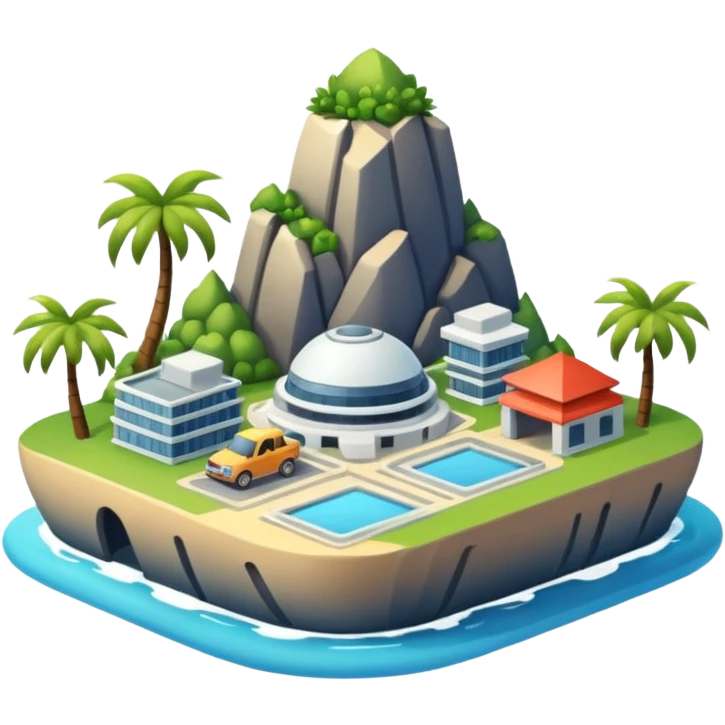 advanced modern island with advanced infrastructure emoji