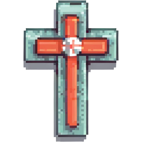 first aid cross with a retro gaming aesthetic emoji