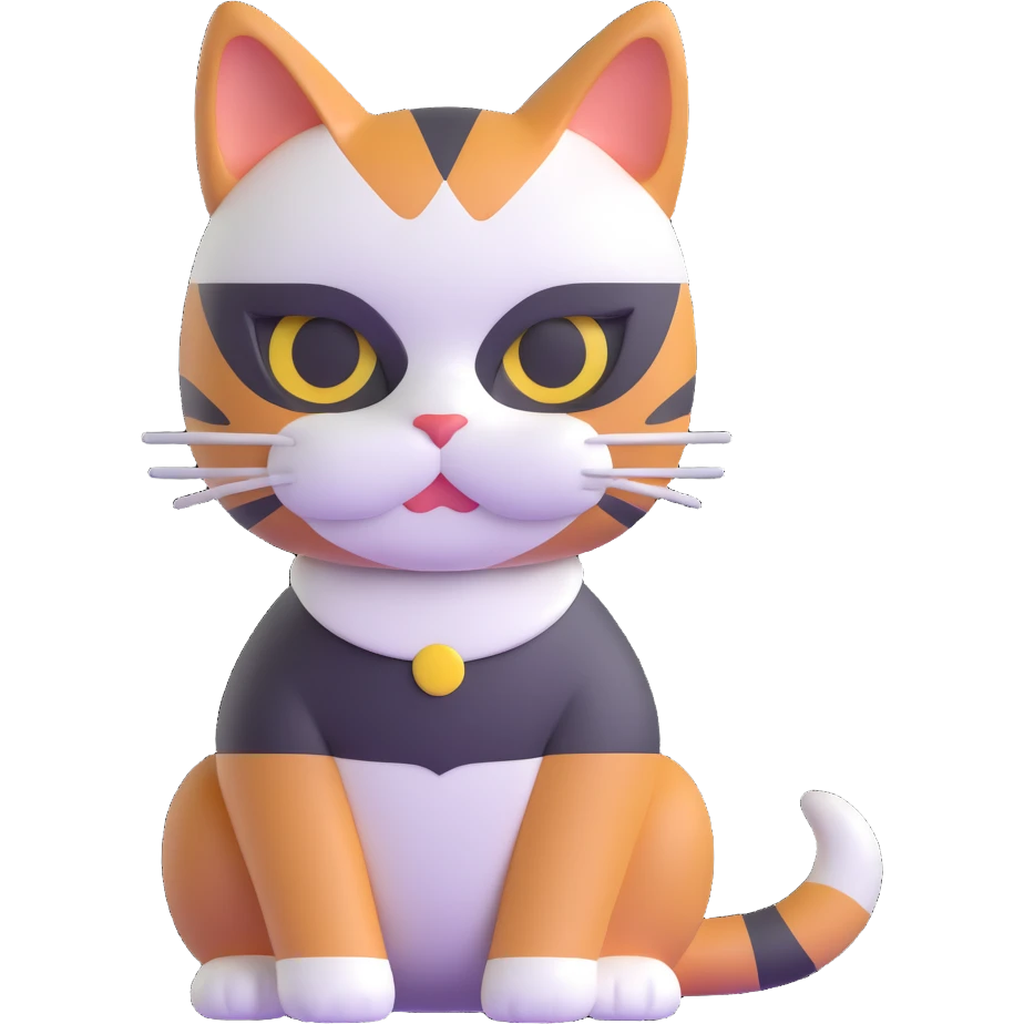 calico cat with white mask emoji