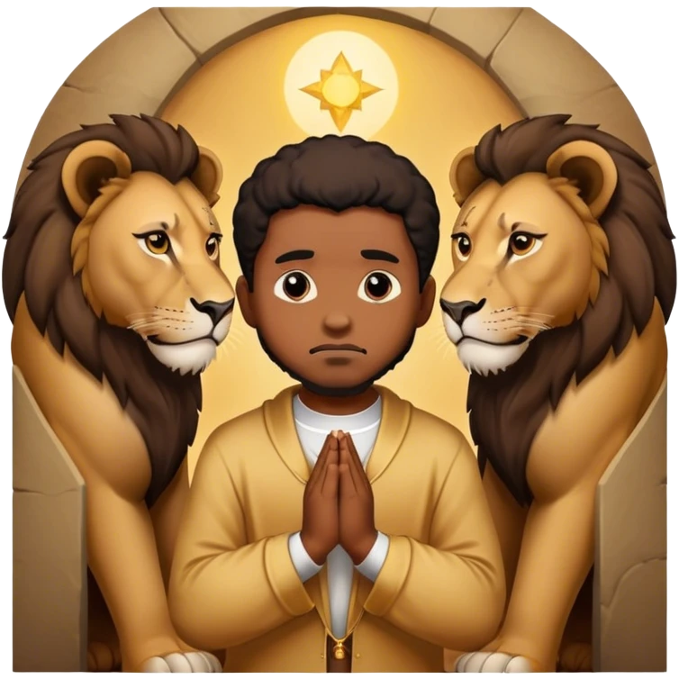 Black Daniel in lions den praying emoji