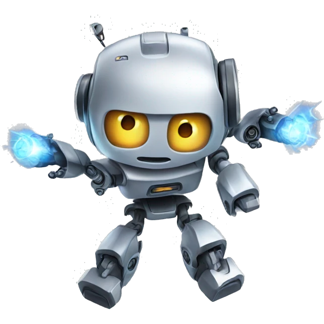 A robot flying around shooting beams emoji