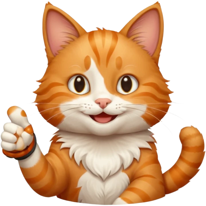 Cat smiling and giving thumbs up emoji