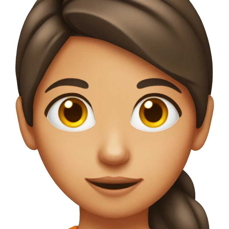 pretty brunette woman holding orange cat emoji