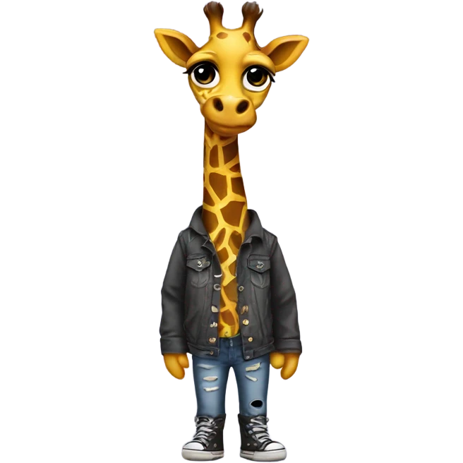 Giraffe with a grunge outfit on emoji