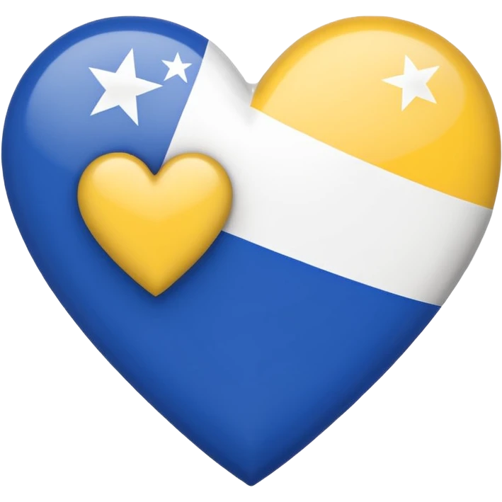 broken heart emoji with the Bosnian flag laid flat across the heart, featuring the flag's blue, yellow, and white colors, with the stars and diagonal stripe clearly visible on the heart emoji
