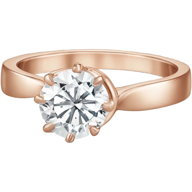 Rose gold engagement ring with round diamond emoji