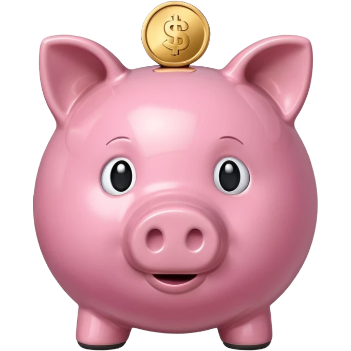 piggy bank with a coin above it emoji