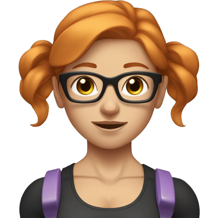 Ginger hair girl with eyeglasses and aesthetic gym outfit lifting weights  emoji