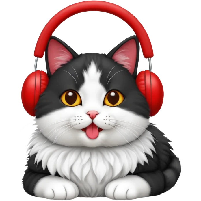 Cat licking earmuffs emoji