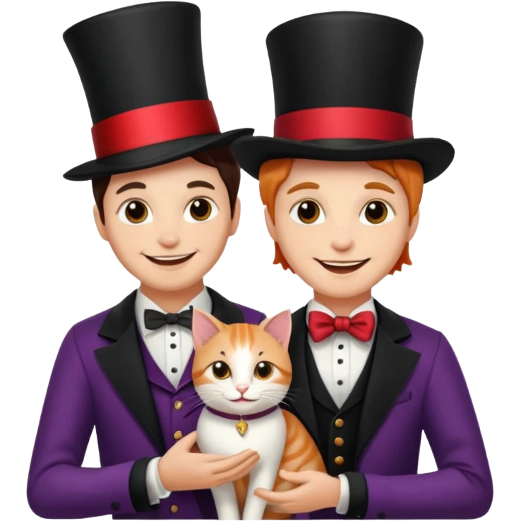 magician couple and their pet cat emoji