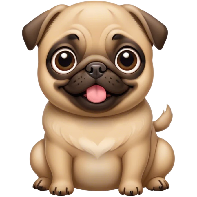 Cinematic Comical Fawn Pug Portrait Emoji, Head tilted dramatically with an exaggeratedly amused expression, featuring a glossy fawn coat with a smooth finish, wide, expressive dark eyes filled with playful disbelief, Simplified yet hilariously expressive features, highly detailed, glowing with a slightly sassy glow, high shine, dramatic yet playful, stylized with an air of cheeky mischief, bright and endearing, soft glowing outline, capturing the essence of a spirited and over-the-top companion, so meme-worthy it feels like it could side-eye its way into internet fame instantly! emoji
