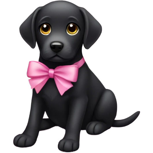 black Labrador with pink bow  emoji
