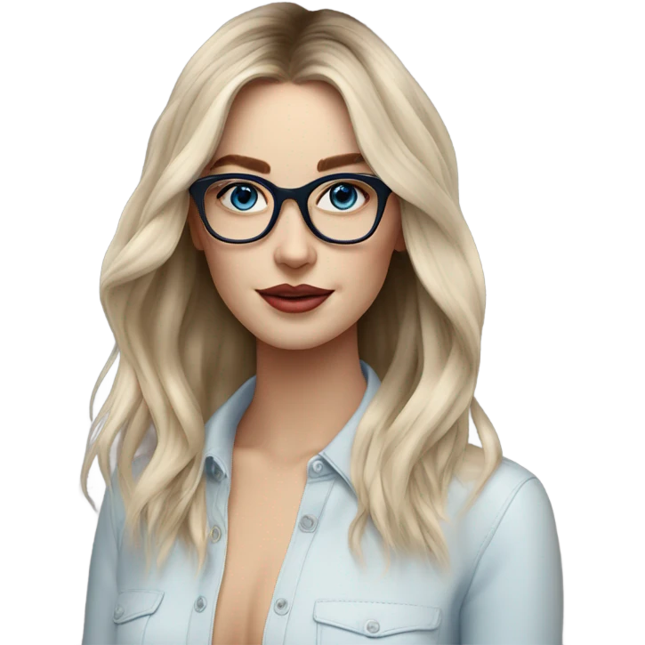 Shoulder length Balayage pale model lady with glasses and blue eyes  emoji