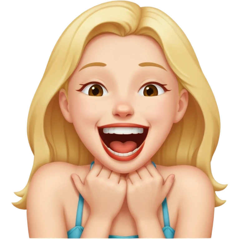 girl choking her self laughing emoji