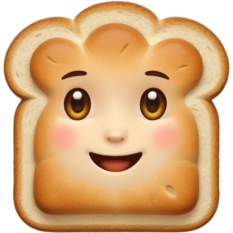 Friendly bread emoji avatar, cute and minimalistic style, warm eyes and gentle smile, flat design, soft shapes, clean modern look, highly recognizable at small sizes, centered composition, transparent or solid background, app icon quality. emoji