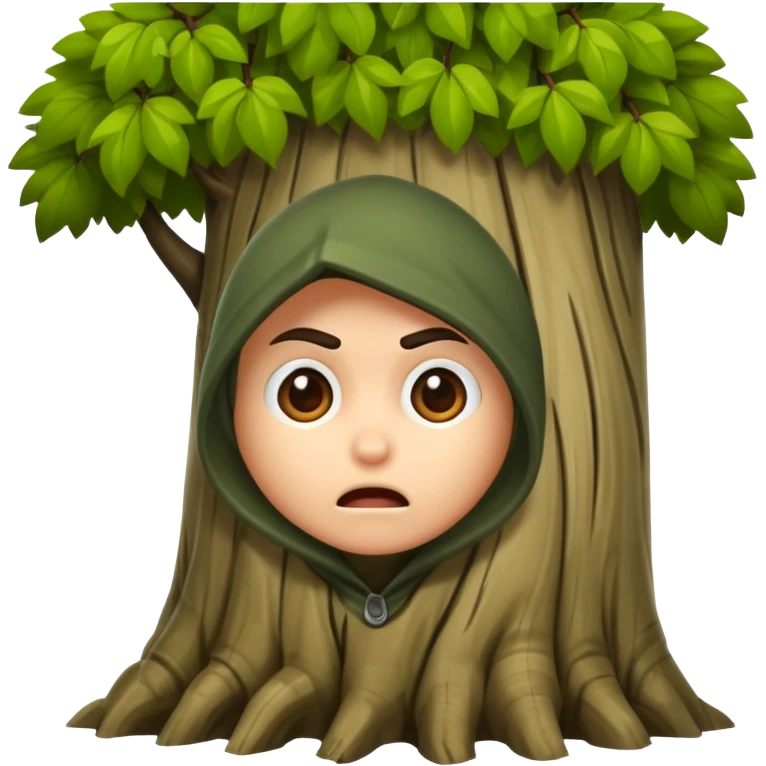 rogue character peeking from behind tree scared emoji
