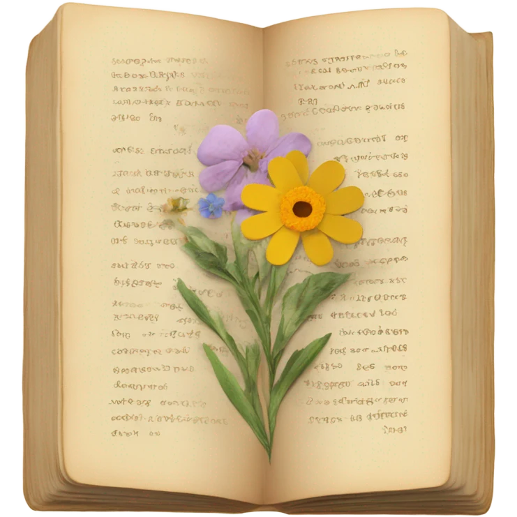book with some pressed flowers on the pages  emoji