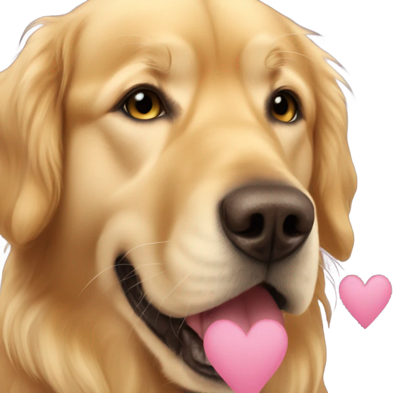 golden retriver with hearts in eyes emoji