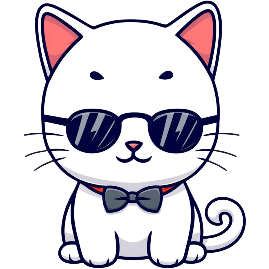 cat wearing cool sunglasses proudly showing off his new tuxedo, stylish, confident pose emoji