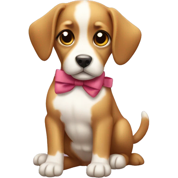 A cute doggy whit a bow emoji