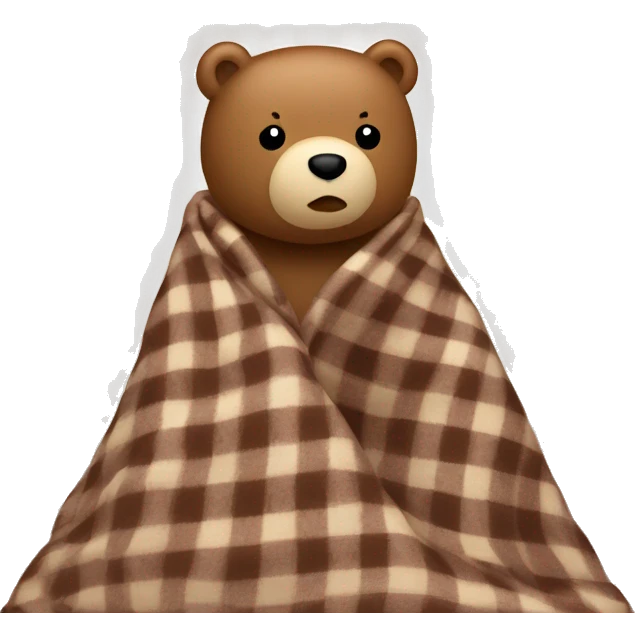 bear wrapped in brown gingham blanket emoji