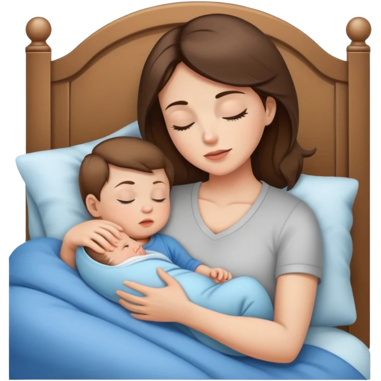 Light brunette fit mom forcing baby boy go to sleep emoji