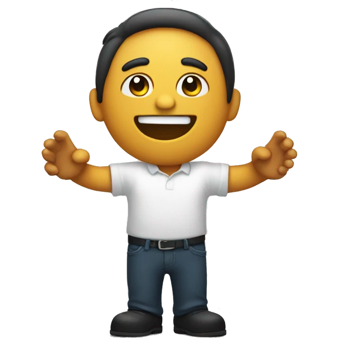 Hello with hands up, man emoji