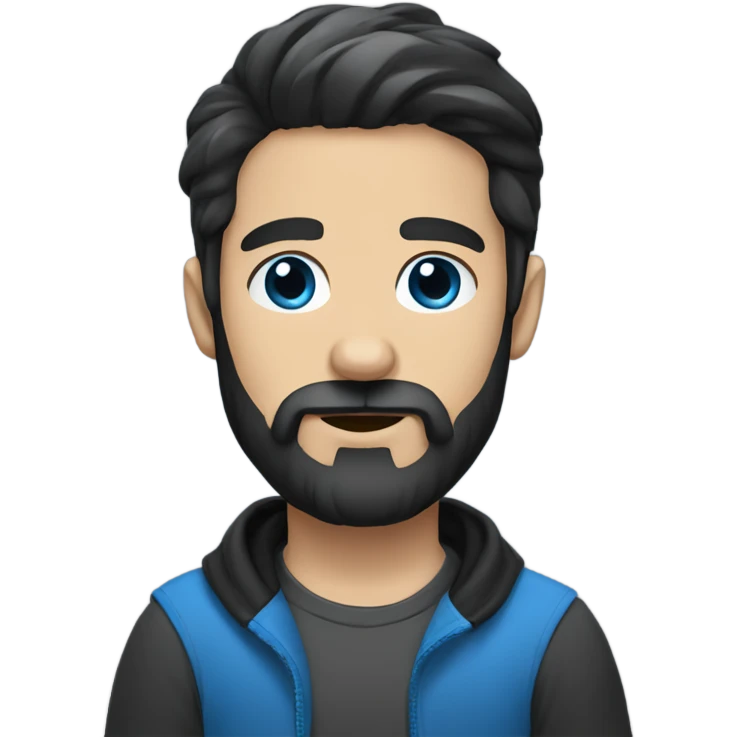 Beard man black hair blue eyes holding black Labrador  emoji